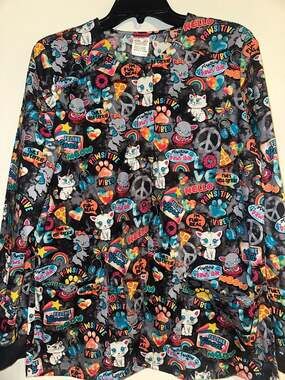Dickies Women's Pawsitive Vibes Snap Front Warm-Up Scrub Jacket DK306 Medium